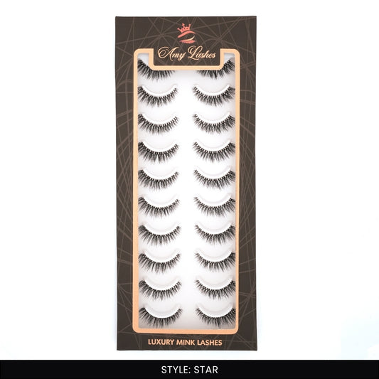 Star False Eye Lashes | Bold Dramatic Glam | Vegan Cruelty-Free | Pair of 10
