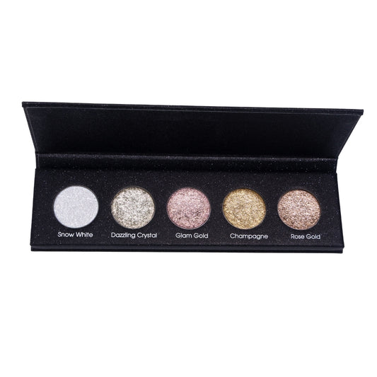 Golden Hour 5 Colours Pressed Metallic Eyeshadow Palette | Multiple Shades | Blendable