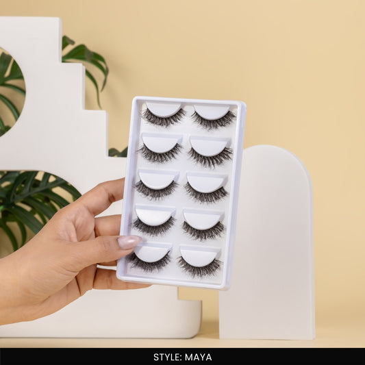 Maya False Eye Lashes | Natural Daily Wear | Vegan Cruelty-Free | Pair of 5