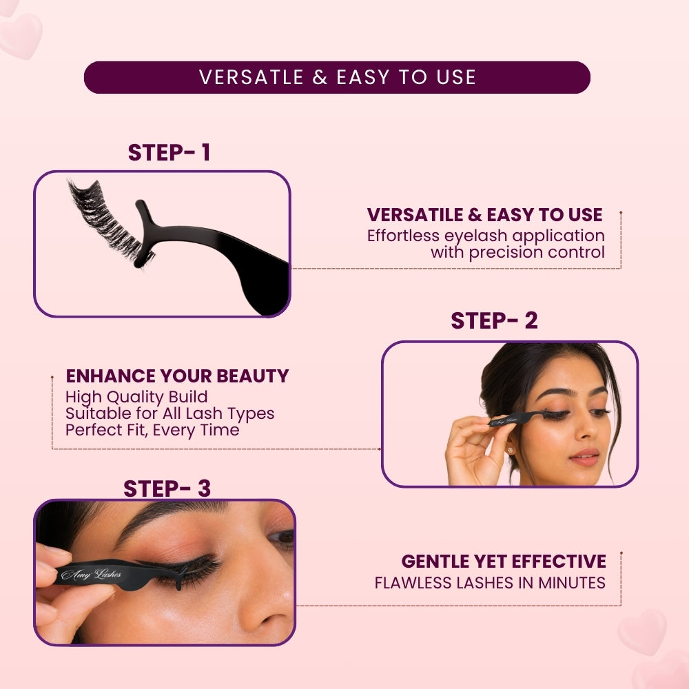 Black Precision Tweezer | False Lash Application Tool | Stainless Steel