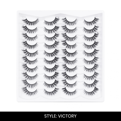 Victory False Eyelashes | Pair of 20 | Fake Eyelashes for Women | Bold Volume Look | Lightweight Band
