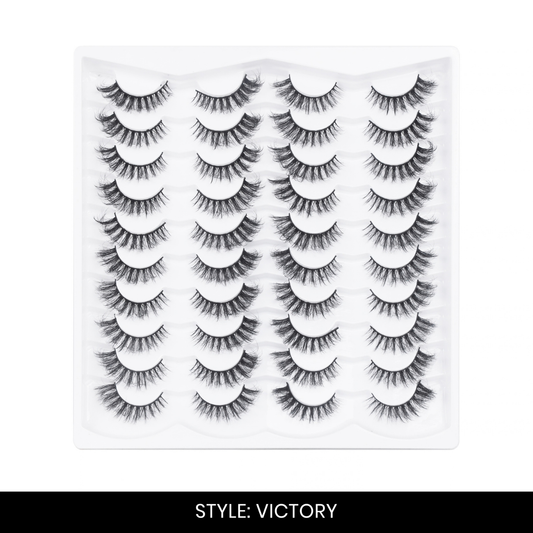 Victory False Eyelashes | Pair of 20 | Fake Eyelashes for Women | Bold Volume Look | Lightweight Band