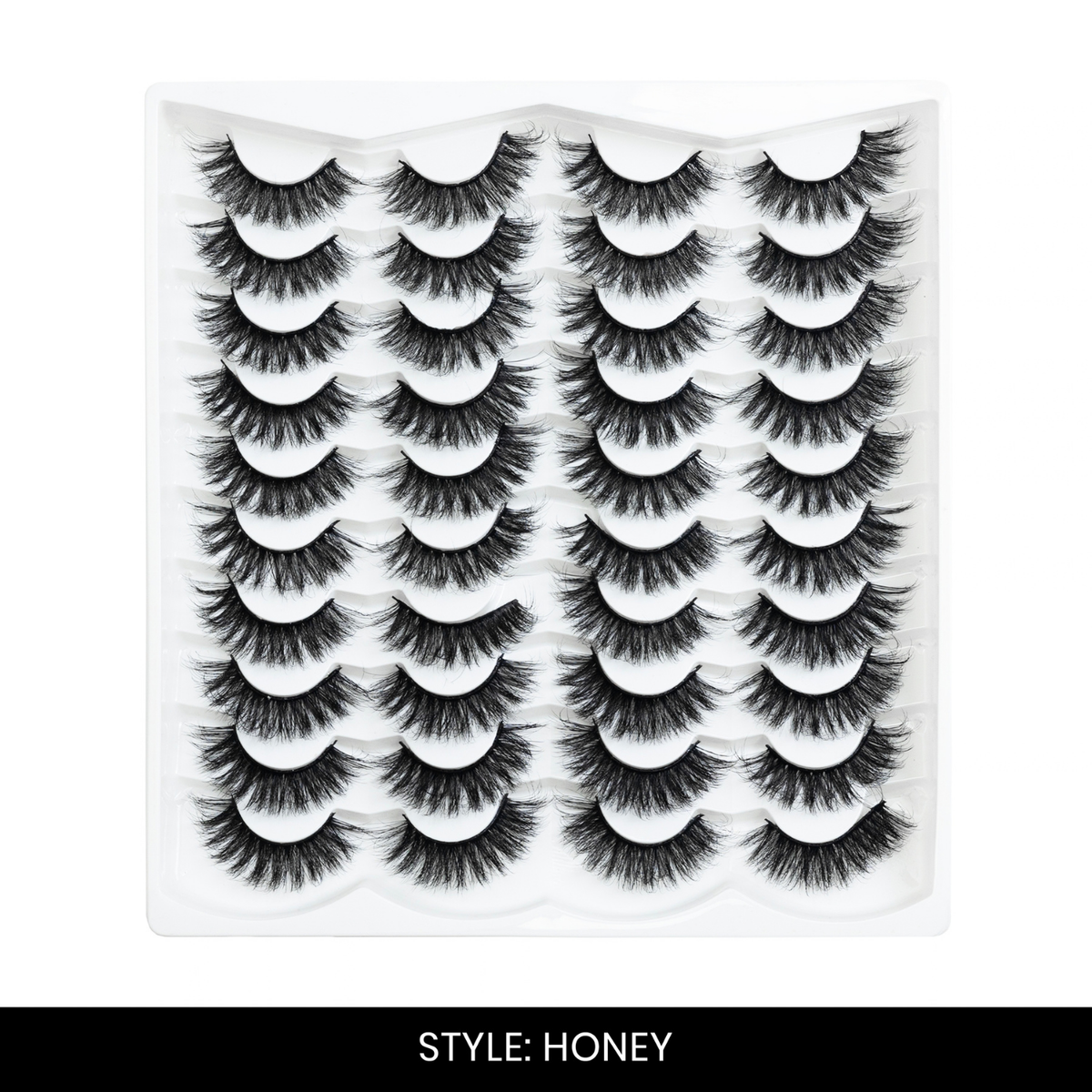 Honey False Eyelashes | Pair of 20 | Fake Eyelashes for Women | Soft Natural Look | Lightweight Band