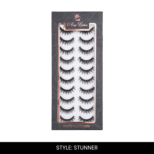 Stunner False Eyelashes | Pair of 10 | Fake Eyelashes for Women | Bold Volume Look | Lightweight Band