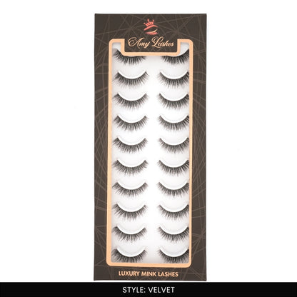 Velvet False Eye Lashes | Bold Dramatic Glam | Vegan Cruelty-Free | Pair of 10