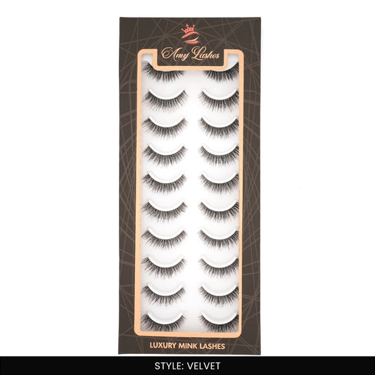 Velvet False Eye Lashes | Bold Dramatic Glam | Vegan Cruelty-Free | Pair of 10