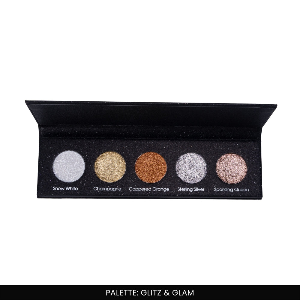 Glitz and Glam 5 Colours Pressed Metallic Eyeshadow Palette | Multiple Shades | Blendable