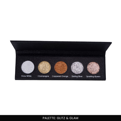 Glitz and Glam 5 Colours Pressed Metallic Eyeshadow Palette | Multiple Shades | Blendable