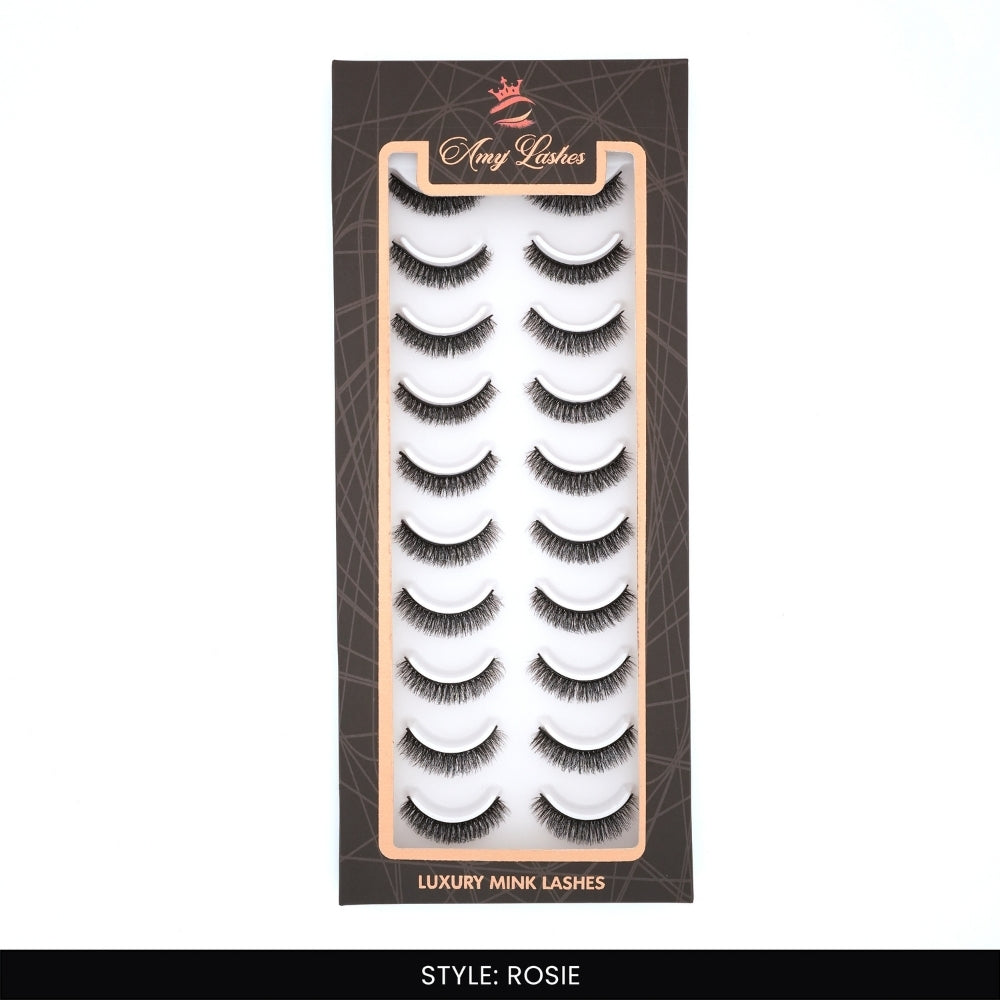 Rosie False Eye Lashes | Bold Dramatic Glam | Vegan Cruelty-Free | Pair of 10