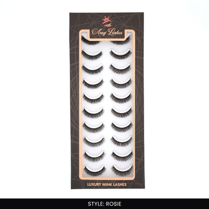 Rosie False Eye Lashes | Bold Dramatic Glam | Vegan Cruelty-Free | Pair of 10