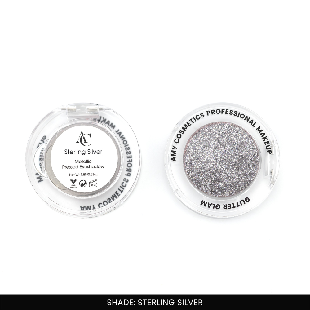 Sterling Silver Single Metallic Pressed Eyeshadow | Pigmented | Long-Wearing