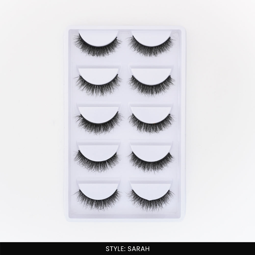 Sarah False Eye Lashes | Natural Daily Wear | Vegan Cruelty-Free | Pair of 5
