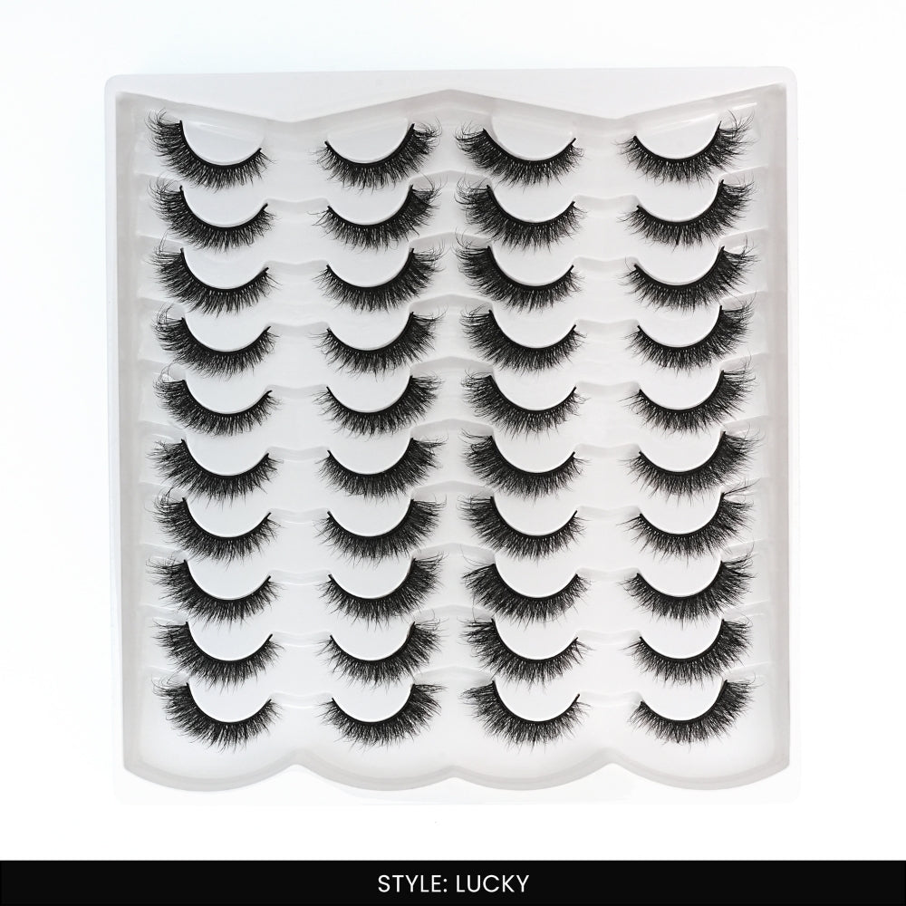 Lucky False Eye Lashes | Bold Dramatic Glam | Vegan Cruelty-Free | Pair of 20