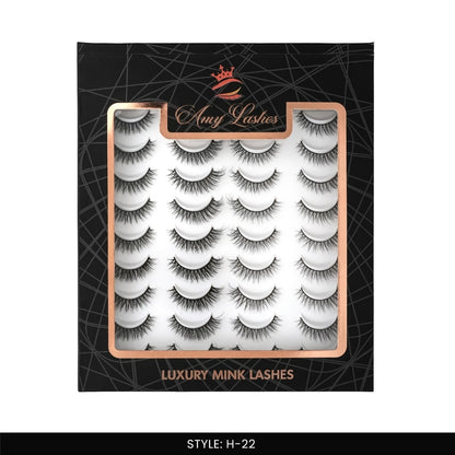H-22 False Eye Lashes | Bold Dramatic Glam | Vegan Cruelty-Free | Pair of 20