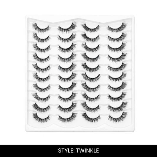 Twinkle False Eyelashes | Pair of 20 | Fake Eyelashes for Women | Glam Party Look | Lightweight Band