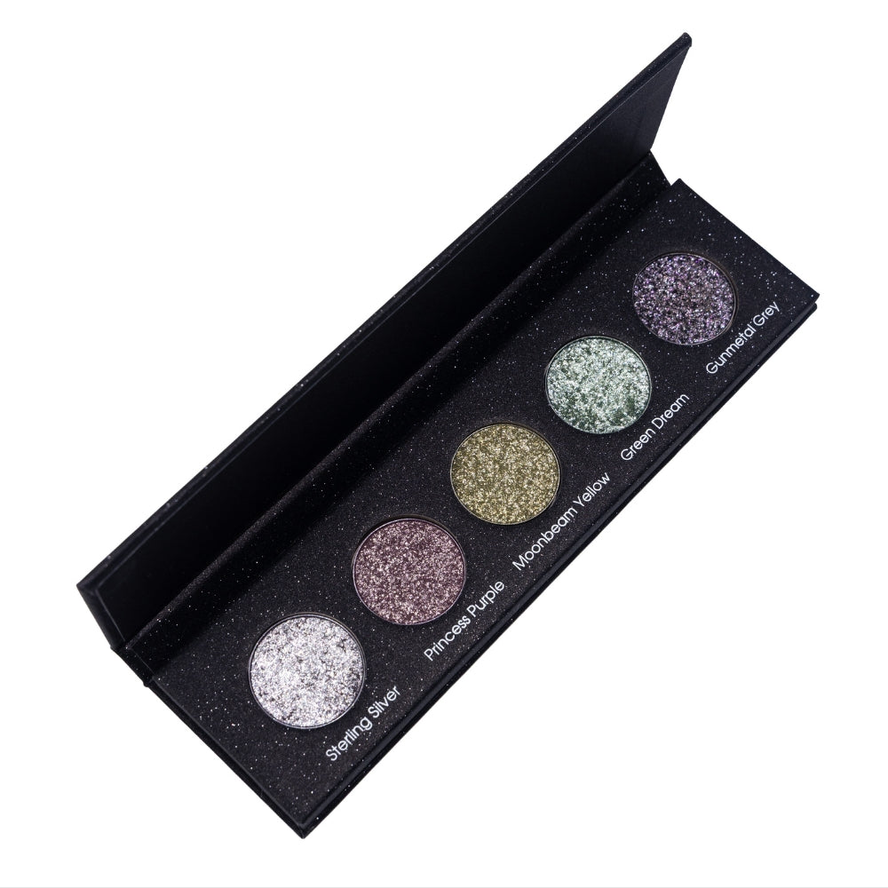 Midnight Magic 5 Colours Pressed Metallic Eyeshadow Palette | Multiple Shades | Blendable