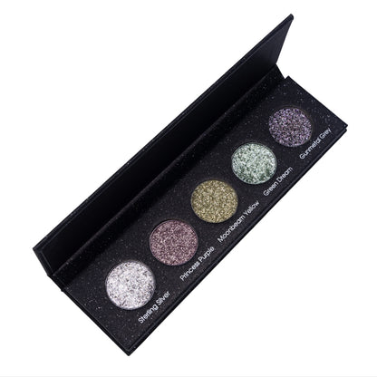 Midnight Magic 5 Colours Pressed Metallic Eyeshadow Palette | Multiple Shades | Blendable