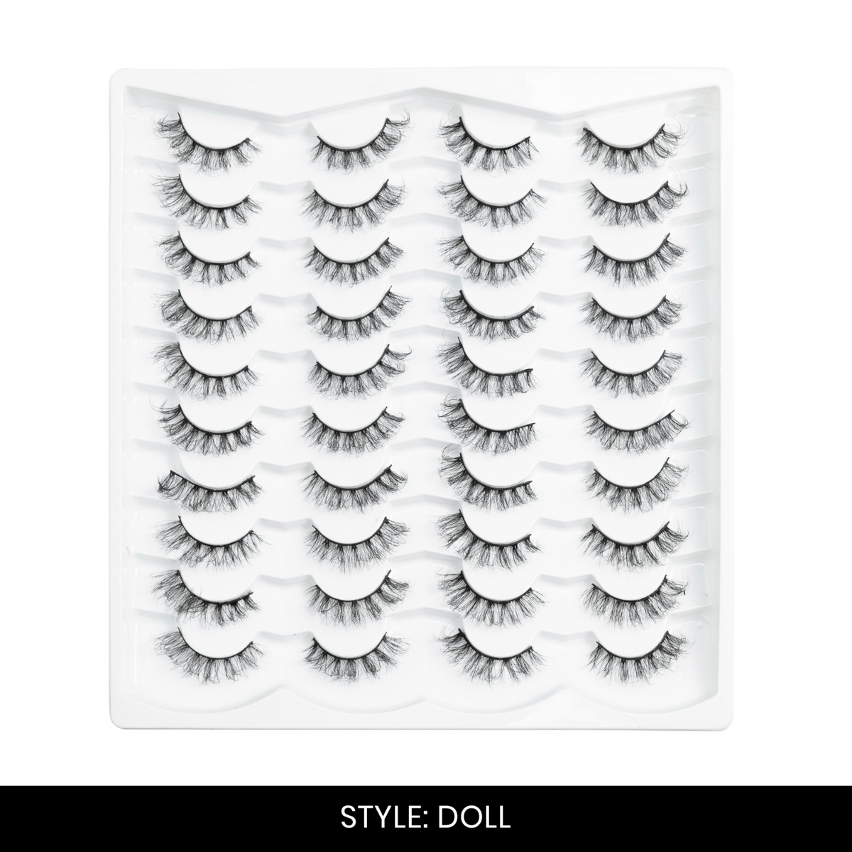 Doll False Eyelashes | Pair of 20 | Fake Eyelashes for Women | Glam Party Look | Lightweight Band