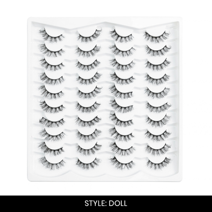 Doll False Eyelashes | Pair of 20 | Fake Eyelashes for Women | Glam Party Look | Lightweight Band