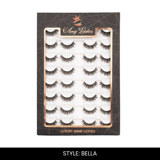 Bella False Eyelashes | Pair of 16 | Fake Eyelashes for Women | Glam Party Look | Lightweight Band