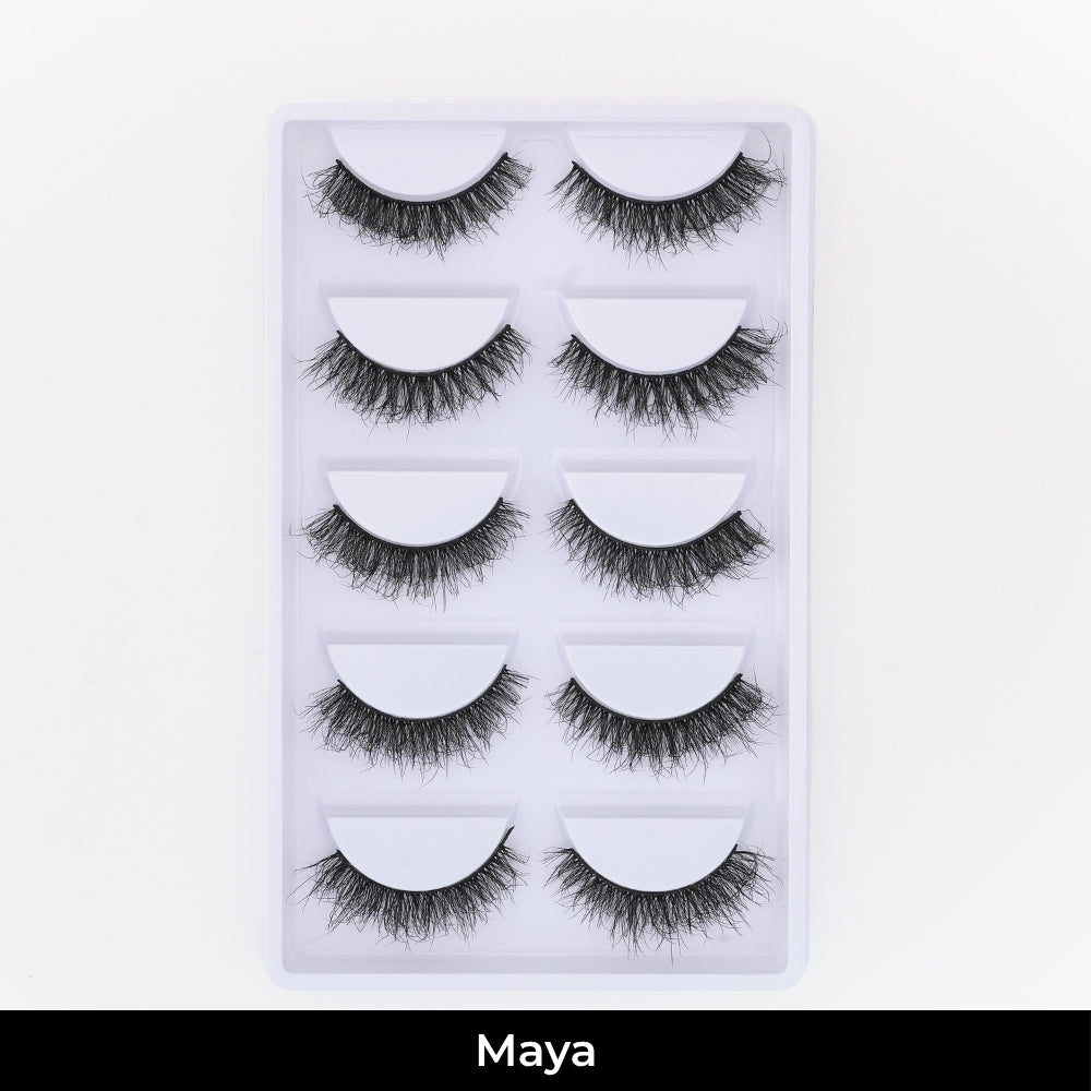 Maya False Eye Lashes | Natural Daily Wear | Vegan Cruelty-Free | Pair of 5