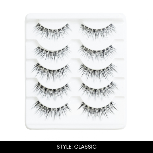 Classic False Eyelashes | Pair of 5 | Fake Eyelashes for Women | Soft Natural Look | Lightweight Band