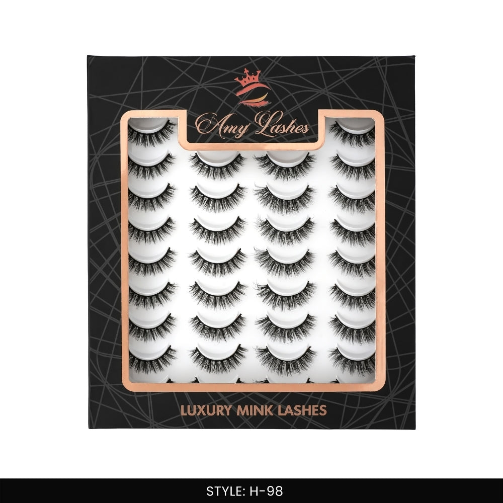 H-98 False Eye Lashes | Bold Dramatic Glam | Vegan Cruelty-Free | Pair of 20