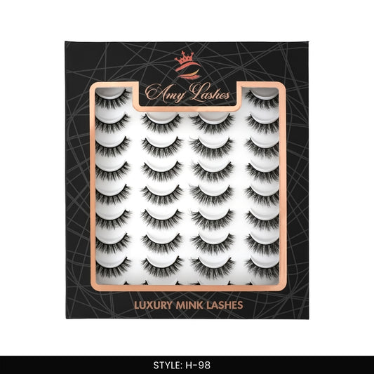 H-98 False Eye Lashes | Bold Dramatic Glam | Vegan Cruelty-Free | Pair of 20
