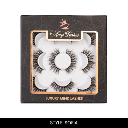 Sofia False Eyelashes | Pair of 5 | Fake Eyelashes for Women | Soft Natural Look | Lightweight Band