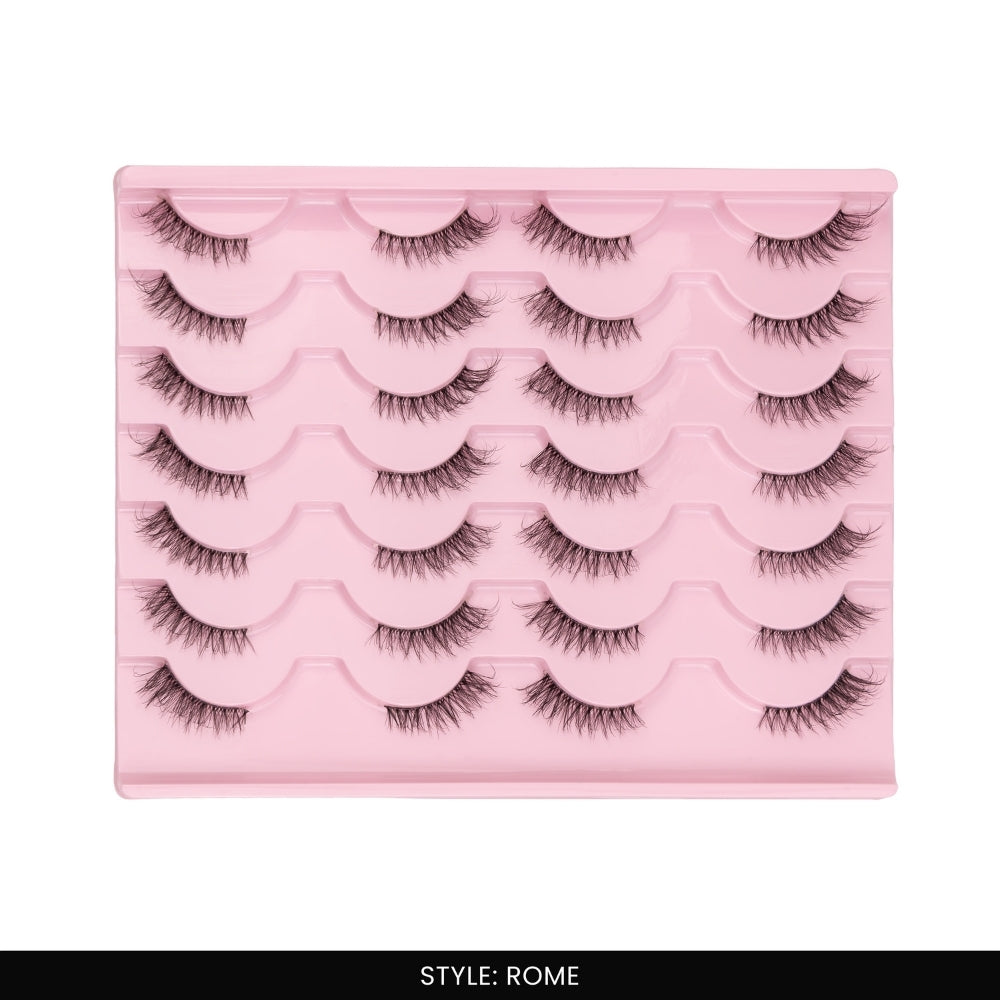 Rome False Eye Lashes | Half Lash Corner Style | Vegan Cruelty-Free | Pair of 14