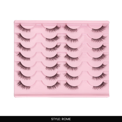 Rome False Eye Lashes | Half Lash Corner Style | Vegan Cruelty-Free | Pair of 14