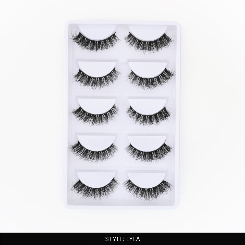 Lyla False Eye Lashes | Natural Daily Wear | Vegan Cruelty-Free | Pair of 5