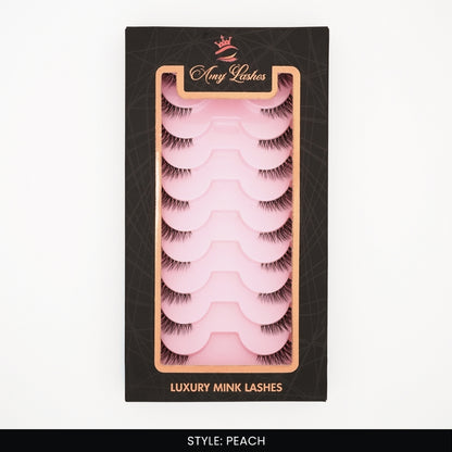 Peach False Eye Lashes | Medium Occasion Wear | Vegan Cruelty-Free | Pair of 10