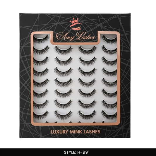 H-99 False Eye Lashes | Bold Dramatic Glam | Vegan Cruelty-Free | Pair of 20