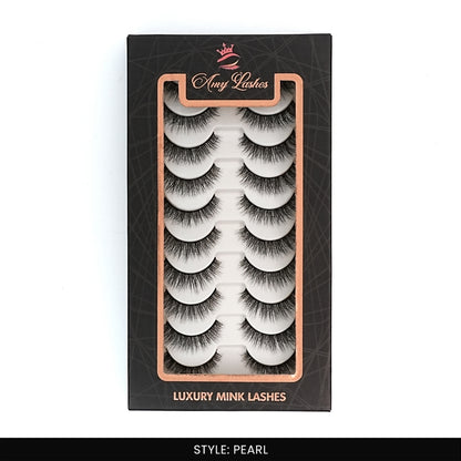 Pearl False Eye Lashes | Medium Occasion Wear | Vegan Cruelty-Free | Pair of 10
