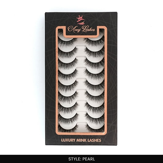 Pearl False Eye Lashes | Medium Occasion Wear | Vegan Cruelty-Free | Pair of 10