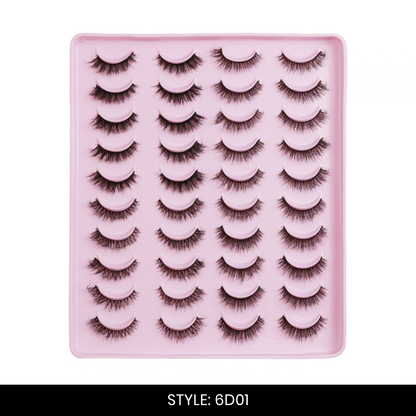 6D01 False Eyelashes | Pair of 20 | Fake Eyelashes for Women | Bold Volume Look | Lightweight Band