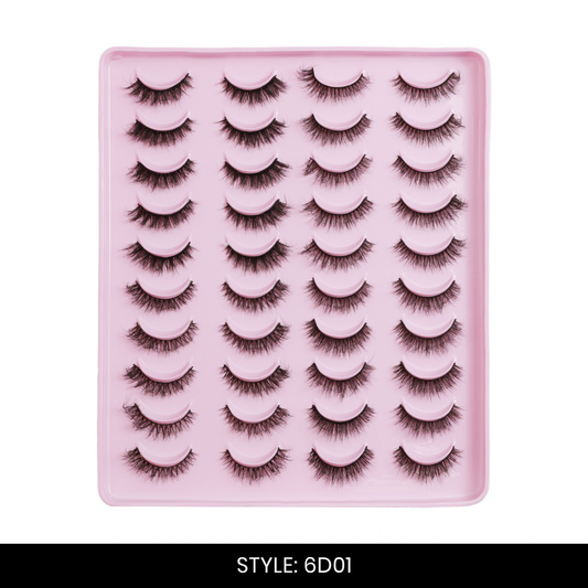 6D01 False Eyelashes | Pair of 20 | Fake Eyelashes for Women | Bold Volume Look | Lightweight Band