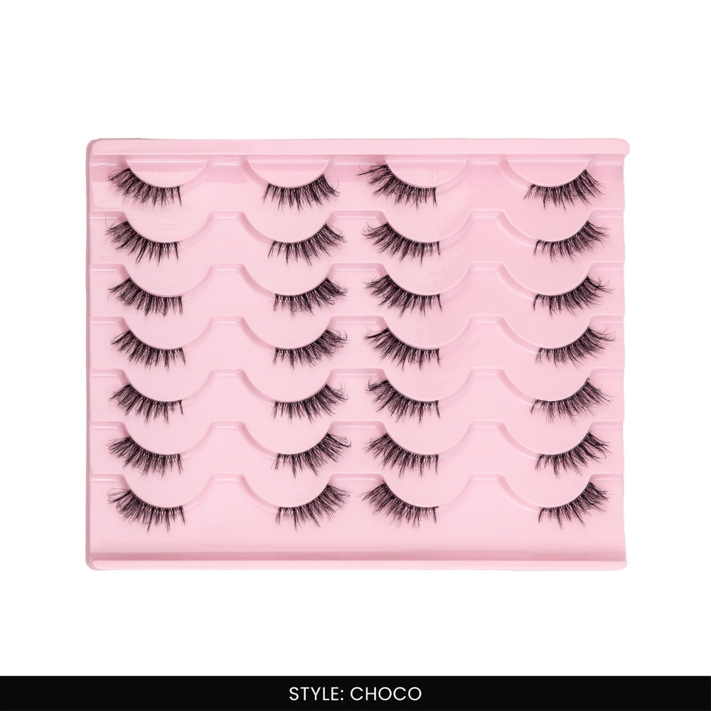 Choco False Eye Lashes | Half Lash Corner Style | Vegan Cruelty-Free | Pair of 14