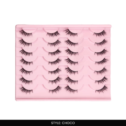 Choco False Eye Lashes | Half Lash Corner Style | Vegan Cruelty-Free | Pair of 14