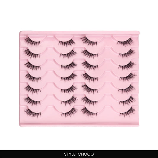 Choco False Eye Lashes | Half Lash Corner Style | Vegan Cruelty-Free | Pair of 14