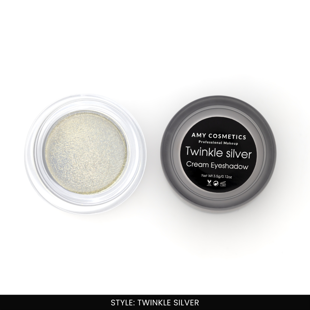 AMY LASHES Cream Shining Eyeshadow | Twinkle Silver | Metallic Finish | Pigmented Formula