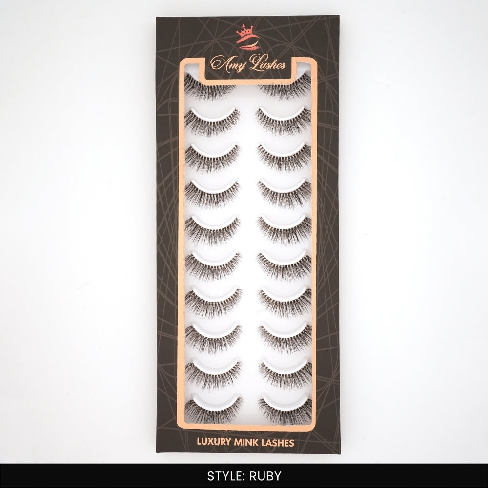 Ruby False Eye Lashes | Bold Dramatic Glam | Vegan Cruelty-Free | Pair of 10