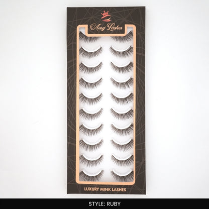 Ruby False Eye Lashes | Bold Dramatic Glam | Vegan Cruelty-Free | Pair of 10
