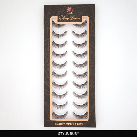 Ruby False Eye Lashes | Bold Dramatic Glam | Vegan Cruelty-Free | Pair of 10