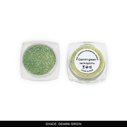 Gemini Green Loose Glitters | Cosmetic Grade | Face and Body Use