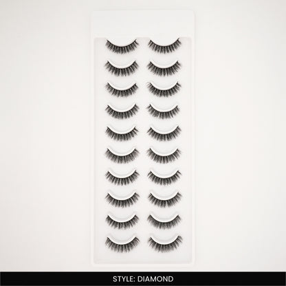 Diamond False Eye Lashes | Bold Dramatic Glam | Vegan Cruelty-Free | Pair of 10