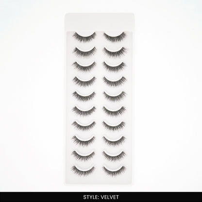 Velvet False Eye Lashes | Bold Dramatic Glam | Vegan Cruelty-Free | Pair of 10