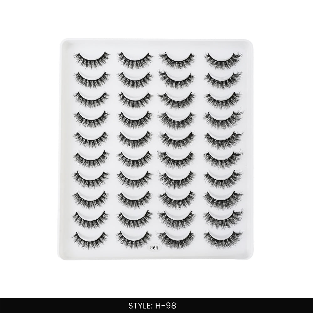 H-98 False Eye Lashes | Bold Dramatic Glam | Vegan Cruelty-Free | Pair of 20