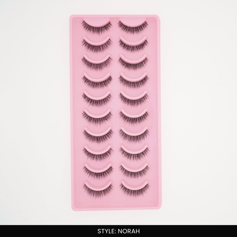 Norah False Eye Lashes | Bold Dramatic Glam | Vegan Cruelty-Free | Pair of 10